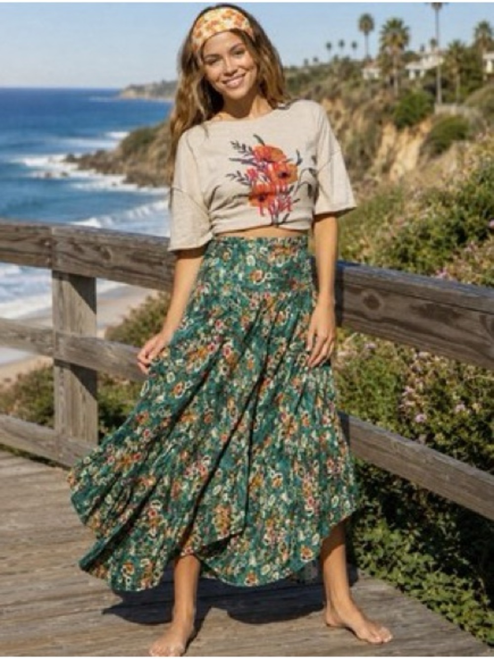 NWT Natural Life Feelin’ Alive Convertible MIDI in Turquoise Floral, size L/XL